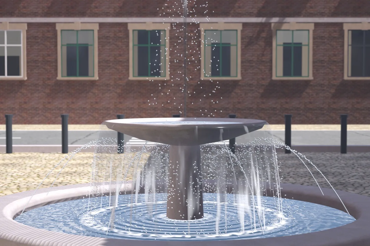 Fountain with individual drops frozen