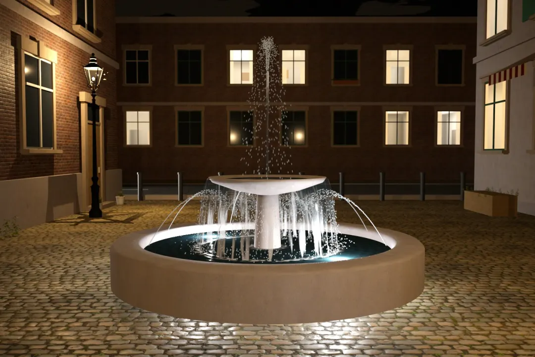 Night fountain in manual mode at f/2.8.